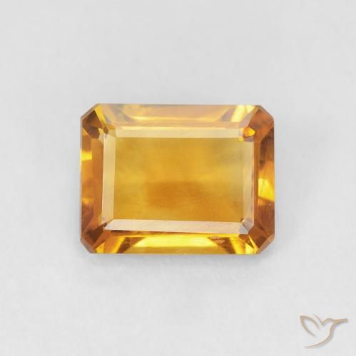 1.23ct Натуральный Medium Light Orange-Gold Цитрин, Изумрудная огранка, VVS-VS