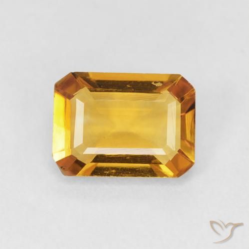 1.23ct Натуральный Medium Light Orange-Gold Цитрин, Изумрудная огранка, VVS-VS