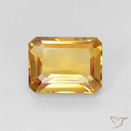 1.62ct Натуральный Medium Light-Golden Цитрин, Изумрудная огранка, VVS-VS