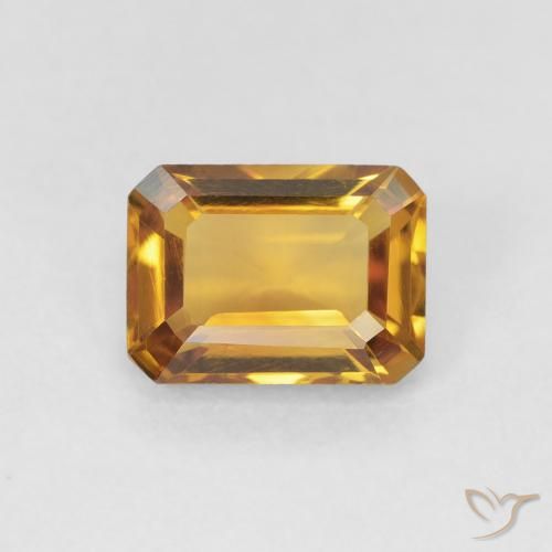 1.39ct Натуральный Medium Light-Golden Цитрин, Изумрудная огранка, VVS-VS