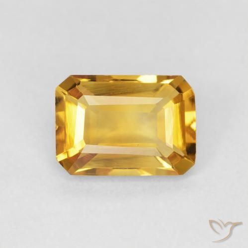 1.27ct Натуральный Золотой Цитрин, Изумрудная огранка, VVS-VS