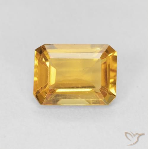 1.37ct Натуральный Оранжево-золотой Цитрин, Изумрудная огранка, VVS-VS