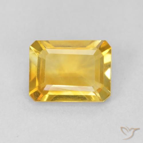 1.35ct Натуральный Золотисто-оранжевый Цитрин, Изумрудная огранка, VVS-VS