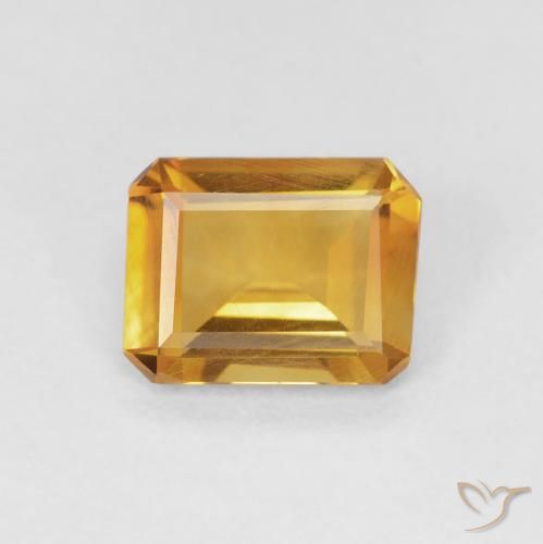 1.05ct Натуральный Оранжево-золотой Цитрин, Изумрудная огранка, VVS-VS