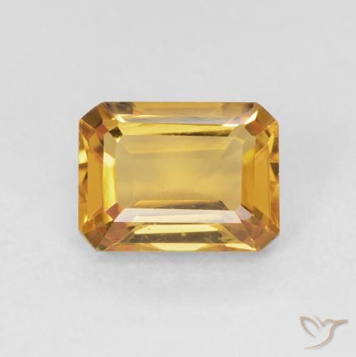 1.56ct Натуральный Золотой Цитрин, Изумрудная огранка, Чистота VVS