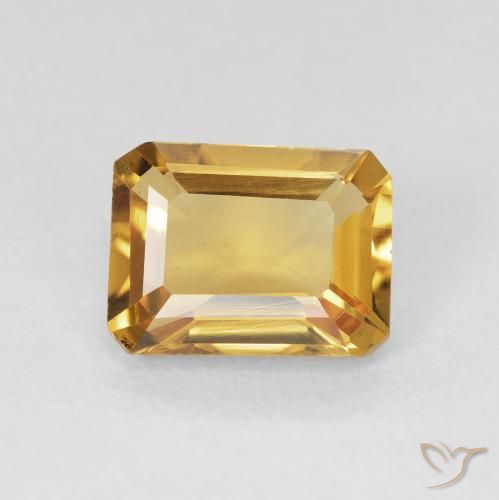1.42ct Натуральный Золотой Цитрин, Изумрудная огранка, Чистота VS