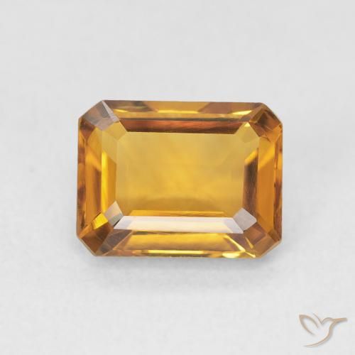 1.52ct Натуральный Золотисто-оранжевый Цитрин, Изумрудная огранка, Чистота VVS