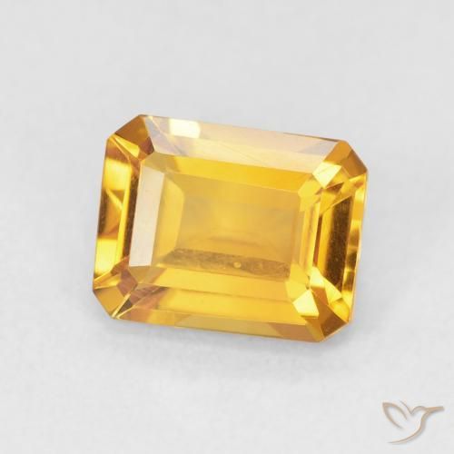 1.65 карата, натуральный Medium Light-Golden Цитрин, Октагон / Изумрудная Огранка, Чистота VVS