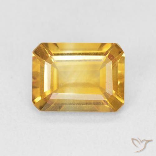 1.43ct Натуральный Средний золотой Цитрин, Изумрудная огранка, Чистота VVS
