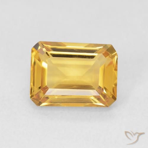 1.61ct Натуральный Золотисто-оранжевый Цитрин, Изумрудная огранка, Чистота VVS