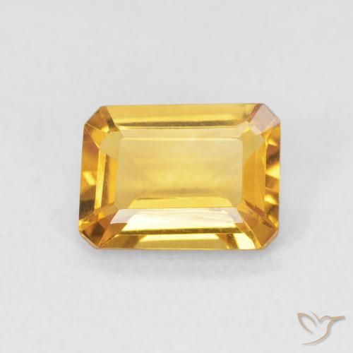 1.22ct Натуральный Золотисто-оранжевый Цитрин, Изумрудная огранка, Чистота VVS