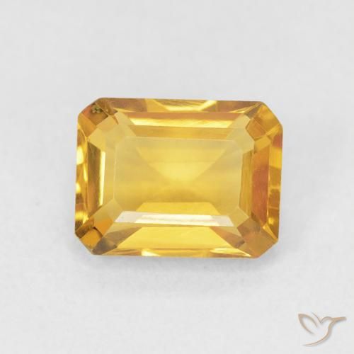 1.52ct Натуральный Золотисто-оранжевый Цитрин, Изумрудная огранка, Чистота VVS