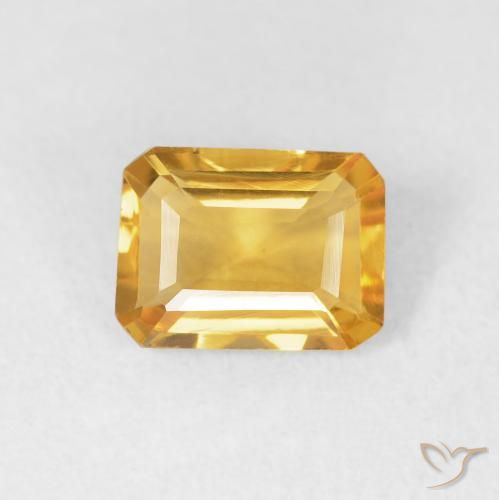 1.18ct Натуральный Яркое золото Цитрин, Изумрудная огранка, Чистота VVS