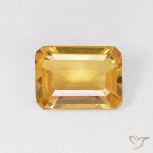 1.49ct Натуральный Medium Light Orange-Gold Цитрин, Изумрудная огранка, Чистота VVS