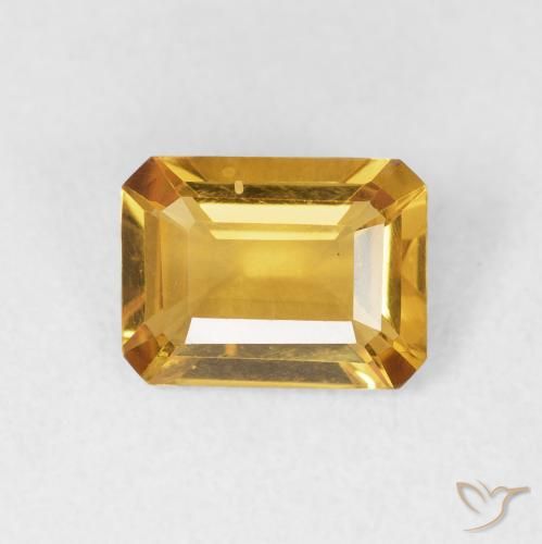 1.37ct Натуральный Оранжево-золотой Цитрин, Изумрудная огранка, VVS-VS