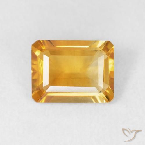 1.51ct Натуральный Золотисто-оранжевый Цитрин, Изумрудная огранка, VVS-VS