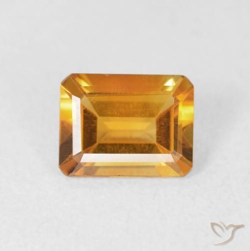 1.23ct Натуральный Темно-оранжево-золотой Цитрин, Изумрудная огранка, VVS-VS