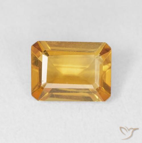 1.29ct Натуральный Темно-золотой апельсин Цитрин, Изумрудная огранка, VVS-VS