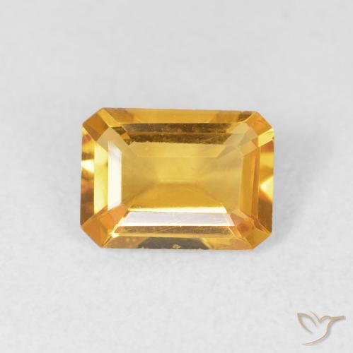 1.15ct Натуральный Medium Light Orange-Gold Цитрин, Изумрудная огранка, Чистота VVS