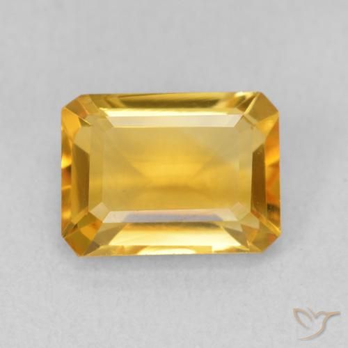 1.54ct Натуральный Medium Light Orange-Gold Цитрин, Изумрудная огранка, Чистота VVS