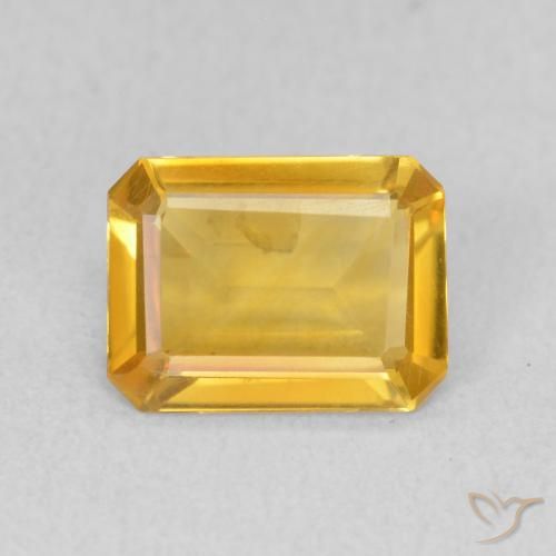 1.09ct Натуральный Средний золотой Цитрин, Изумрудная огранка, Чистота VVS