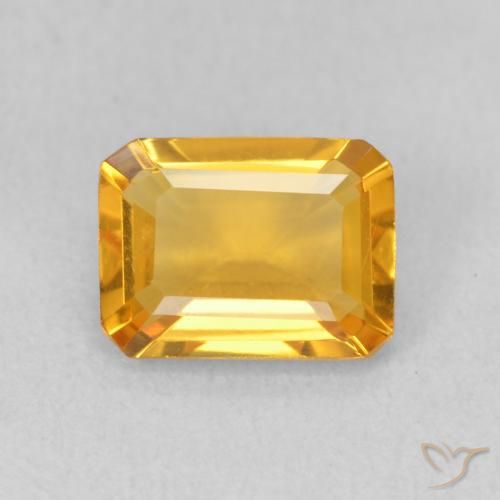1.21ct Натуральный Medium Light Orange-Gold Цитрин, Изумрудная огранка, Чистота VVS