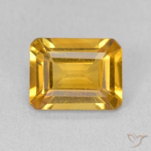 1.38ct Натуральный Темно-золотой апельсин Цитрин, Изумрудная огранка, VVS-VS