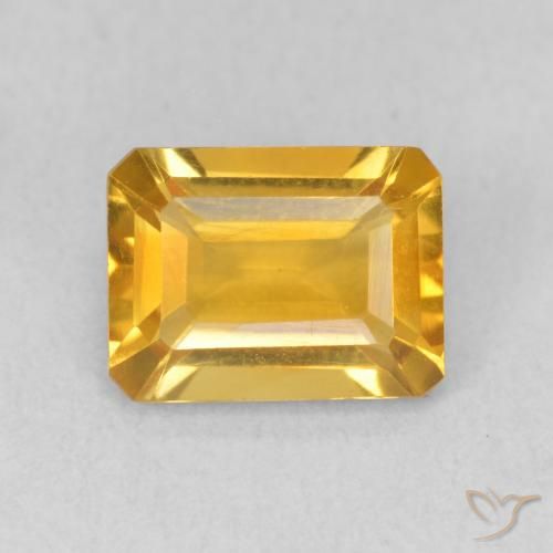 1.36ct Натуральный Золотисто-оранжевый Цитрин, Изумрудная огранка, VVS-VS