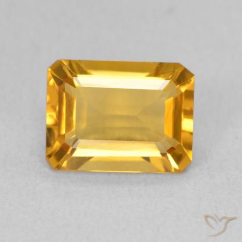 1.41ct Натуральный Темно-золотой апельсин Цитрин, Изумрудная огранка, Чистота VVS