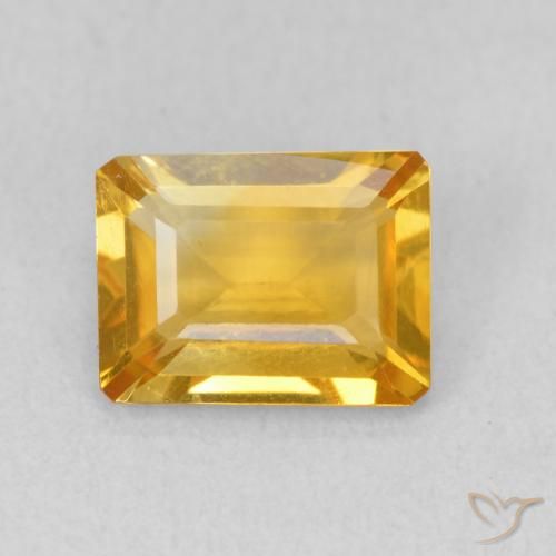 1.35ct Натуральный Средний золотой Цитрин, Изумрудная огранка, Чистота VVS