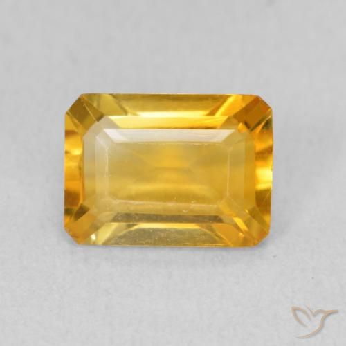 1.26ct Натуральный Средний золотой Цитрин, Изумрудная огранка, Чистота VVS