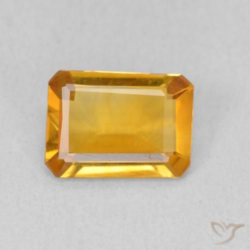 0.93ct Натуральный Глубокий оранжево-золотой Цитрин, Изумрудная огранка, Чистота VVS