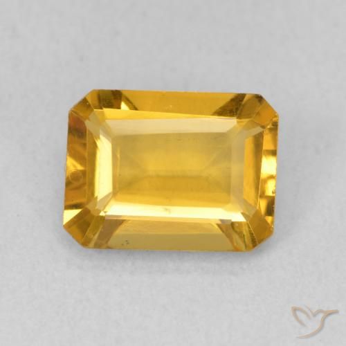 1.35ct Натуральный Темно-золотой апельсин Цитрин, Изумрудная огранка, VVS-VS