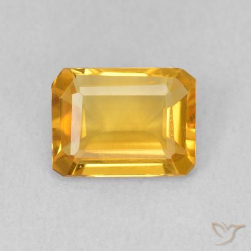 1.03ct Натуральный Золотисто-оранжевый Цитрин, Изумрудная огранка, VVS-VS