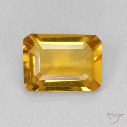 1.29ct Натуральный Темно-золотой Цитрин, Изумрудная огранка, VVS-VS
