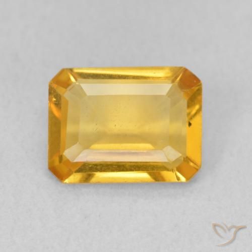 1.24ct Натуральный Средний золотой Цитрин, Изумрудная огранка, VVS-VS