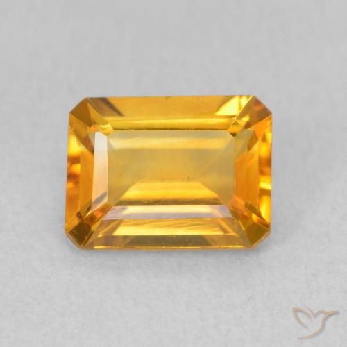 1.42ct Натуральный Глубокий оранжево-золотой Цитрин, Изумрудная огранка, Чистота VVS