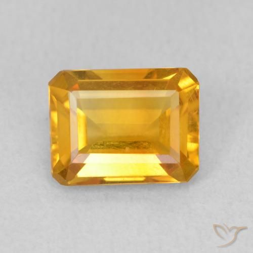 1.34ct Натуральный Medium Light Orange-Gold Цитрин, Изумрудная огранка, VVS-VS