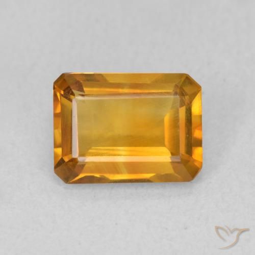 1.12ct Натуральный Темно-оранжево-золотой Цитрин, Изумрудная огранка, VVS-VS