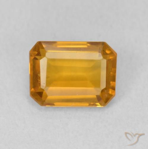 1.21ct Натуральный Темно-оранжево-золотой Цитрин, Изумрудная огранка, VVS-VS