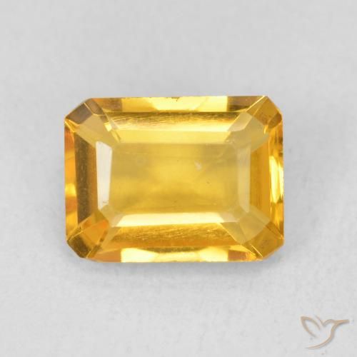1.44ct Натуральный Среднее золото Цитрин, Изумрудная огранка, Чистота VVS