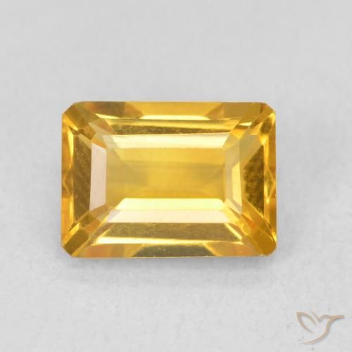 1.45ct Натуральный Темно-золотой апельсин Цитрин, Изумрудная огранка, Чистота VVS