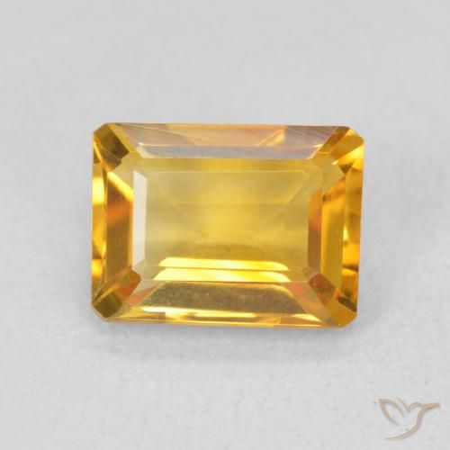 1.39ct Натуральный Темно-золотой Цитрин, Изумрудная огранка, Чистота VVS