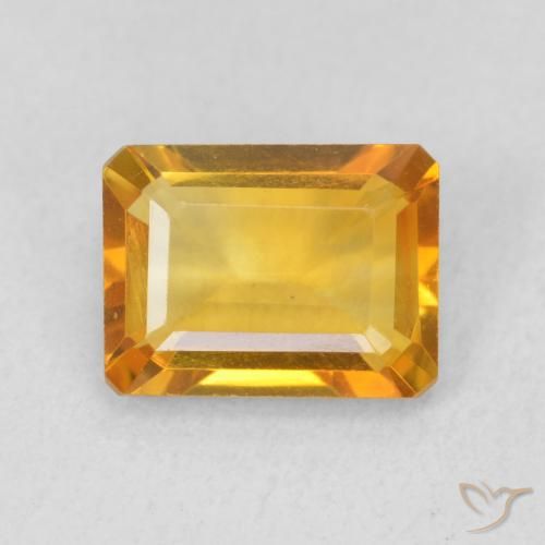 1.41ct Натуральный Темно-оранжево-золотой Цитрин, Изумрудная огранка, Чистота VVS