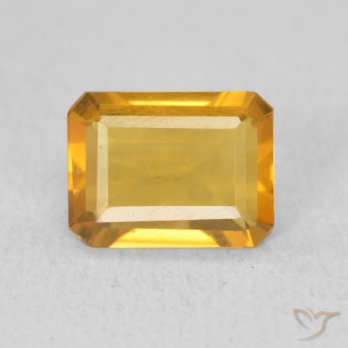 1.06ct Натуральный Темно-золотой Цитрин, Изумрудная огранка, Чистота VVS
