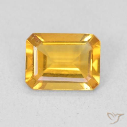 1.10ct Натуральный Средний золотой Цитрин, Изумрудная огранка, Чистота VVS