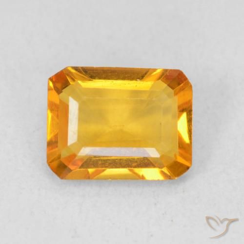 1.23ct Натуральный Темно-оранжево-золотой Цитрин, Изумрудная огранка, Чистота VVS