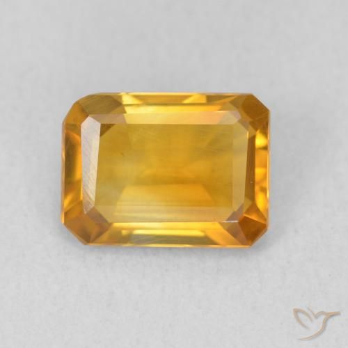 1.11ct Натуральный Средний оранжево-золотой Цитрин, Изумрудная огранка, VVS-VS
