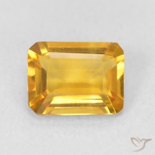 1.44ct Натуральный Золотисто-оранжевый Цитрин, Изумрудная огранка, VVS-VS