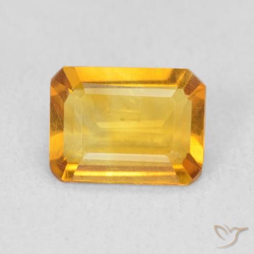 1.07ct Натуральный Средний золотой Цитрин, Изумрудная огранка, VVS-VS